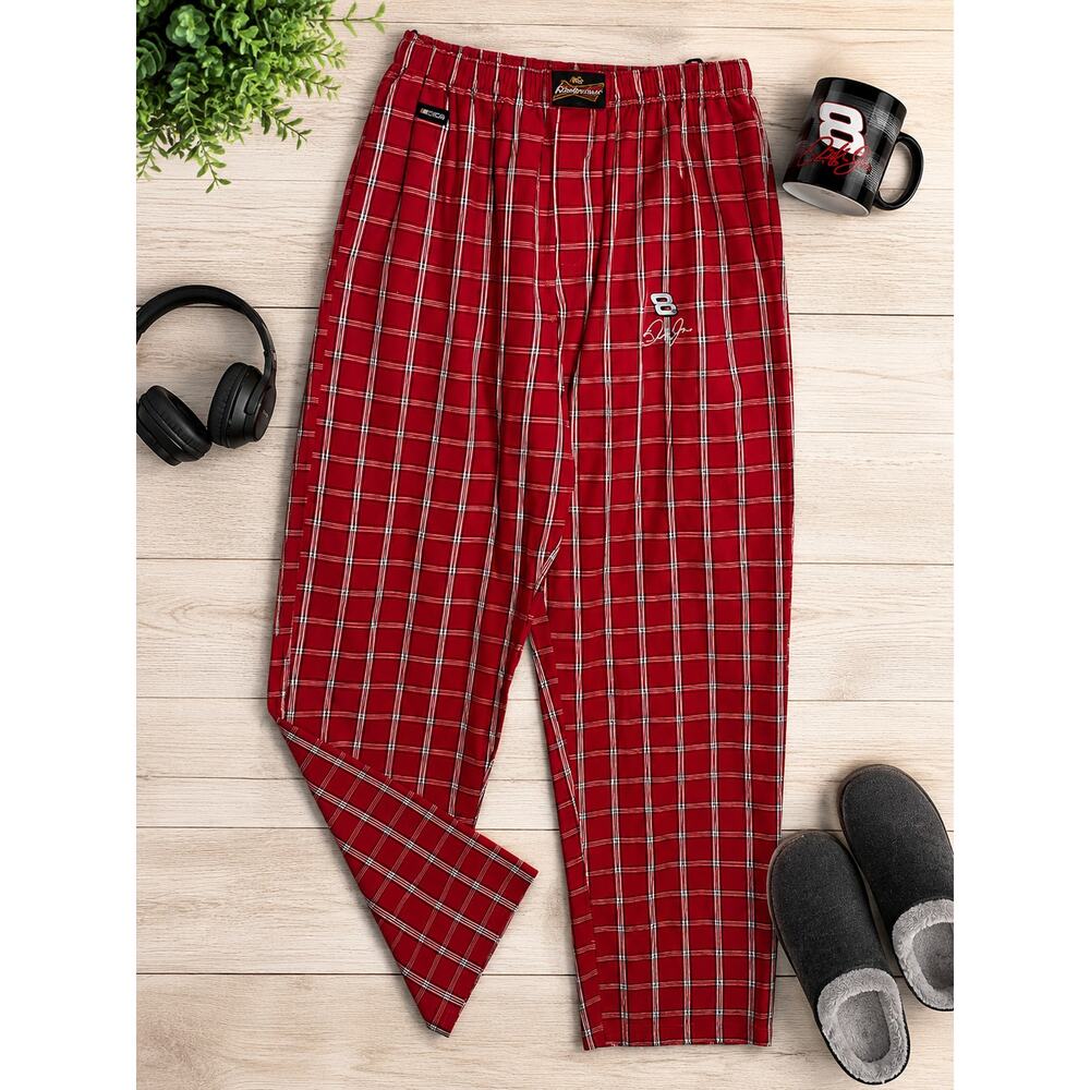 NASCAR Dale Earnhardt Jr. #8 Budweiser Red Plaid Lounge Pants Size Medium